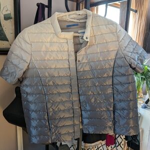 J. McLaughlin Silver Short-Sleeve Puffer Jacket